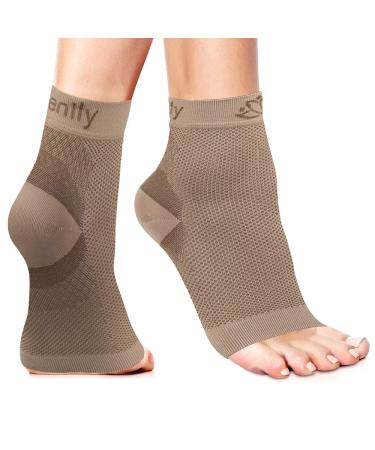 Serenily Plantar Fasciitis Socks Ankle Support for Plantar Fasciitis Relief Foot & Heel Pain. Ankle support for Women and Men. Compression Socks for Everyday Use(Large/Extra Large Beige) Large/X-Large (1 Pair) Beige