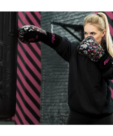 RDX Women's Boxing Gloves - Pink & Black Kickboxing Muay Thai Sparring Martial Arts Training - 8 10 12 oz Options - Buy Online on GoSupps.com