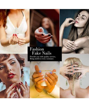 Bmirth Flame Glossy Press on Nails - Long White Coffin False Nails for Women and Girls (Style 3) - Buy Online on GoSupps.com