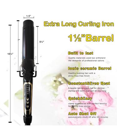 Ceramic Coated 1.5 Inch Curling Iron for Long Hair | Extra Long Barrel Hair Styling Tool for Women - Buy Online on GoSupps.com