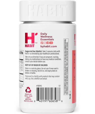 Habit Hair, Skin & Nails Supplement 2 Pack (120 Capsules) - New Look, Supports Skin Hydration, Hair & Nail Strength, Biotin 2000mcg, Vitamin A & C, Hyaluronic Acid, Rosehip, Vegan, Non-GMO Dual Pack - Buy Online on GoSupps.com