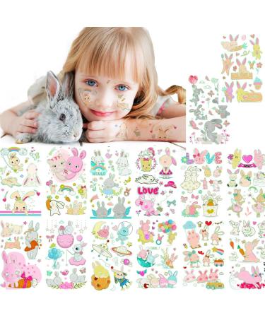 Fanoshon Kids Bunny Temporary Tattoos Glow in the Dark 14 Sheets  Luminous Water Transfer Rabbit Stickers for Boys and Girls Birthday Party Favors  Children Long Lasting Love Easter Basket Stuffers