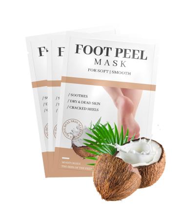 3 pair of foot mask foot peeling mask corneal remover socks for soft and smooth baby feet cornea and dead skin remove repair of rough heels idea for men and women - coconut coconut