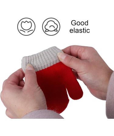 Warm Knitted Toddler Mittens - 6 Pairs Magic Stretch Color Contrast Gloves for Baby Boys Girls 1-4 Years Old - Buy Online on GoSupps.com