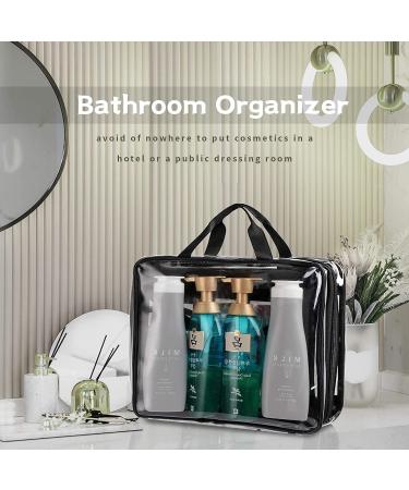 Mofasvigi Hanging Toiletry Bag for Women - Waterproof Clear Travel Organizer with Hook for Makeup, Toiletries, and Full-Size Containers - Black Clear - Buy Online on GoSupps.com