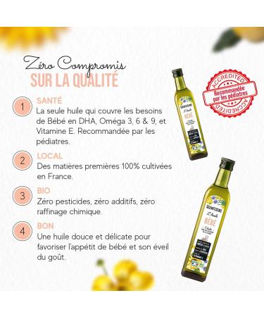 Lot of 6 QUINTESENS Baby Oils 250 ml - DHA Omega 3 6 & 9 and Vitamin E for Strong Development for Life - 100% French & Organic Production - Buy Online on GoSupps.com