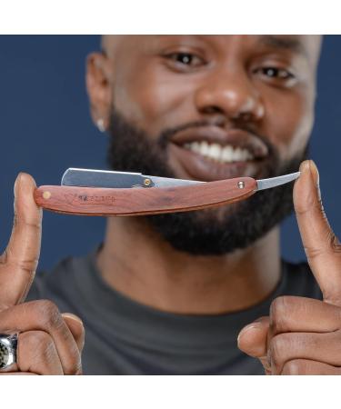 Sapiens Barbershop Razor for Men - Beard Razor + 20 Derby Blades & Carrying Bag - Wooden Handle Straight Razor Set (12 Pieces) - International Shipping Available - Buy Online on GoSupps.com