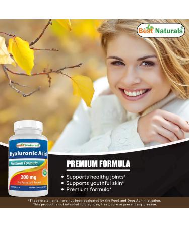 Best Naturals Hyaluronic Acid 200mg 120 Tablets - Non-GMO Gluten Free Formula for Youthful Skin & Joints - Buy Online on GoSupps.com