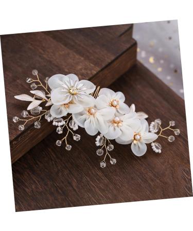 minkissy Pearl Side Hair Comb Wedding Headwear Floral Hair Accessories Metal Hair Comb Metal Hair Barrettes Pearl Hair Comb Rhinestone Barrettes Cloth Flowers European and American Bride - Buy Online on GoSupps.com