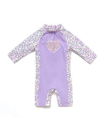 Bonverano Baby Girls UPF 50+ UV Protection One Pieces Sunsuit with Sun Cap(Lavender 6-9Months) 6 Months Lavender