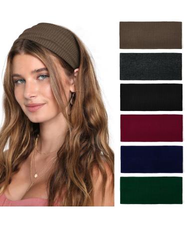 Headbands Women Elastic Wide Hairband Soft Boho Headband Sport Yoga Fashion Hair Accessories 6 Pieces Type A - Buy Online on GoSupps.com