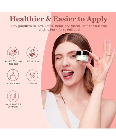 Modelones 6 Color Dip Powder Nail Kit Starter Set | Nude Pink Glitter | Base/Top Coat Activator | French Manicure DIY Salon Golden - Buy Online on GoSupps.com