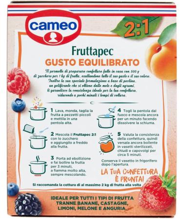Pack of 6 cameo fruttapec Gusto Equilibrato prepared for homemade jam 75 g (contains 3 sachets of 25 g) - Buy Online on GoSupps.com