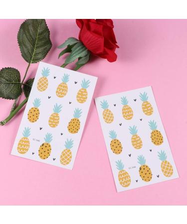 10PCS Eco-Friendly Waterproof Colored Drawing Pineapple Tattoo Stickers - Cute Cartoon Design for Body Art - Buy Online on GoSupps.com