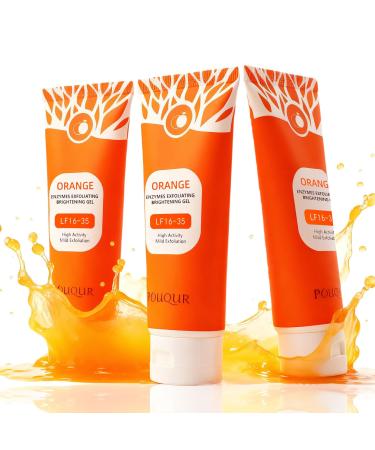 3 X100ML Orange Enzyme Exfoliating Gel Deep Pore Cleansing & Tightening Facial Scrub Gentle Orange Exfoliating Gel Scrub for All Skin Types Improve Blackhead & Smooth Skin