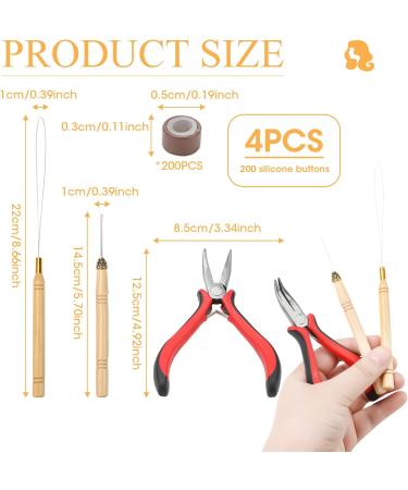 Professional Hair Extension Tools Kit with 200 Silicone Nano Beads - Hair Extension Pliers, Loop Threader - Brown - Buy Online on GoSupps.com