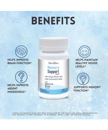 HERBION Naturals Memory Support Capsules Helps Improve Brain Function & Absent Mindedness Maintains Healthy Mood Levels with Ginkgo Biloba for Adults 60 Count Pack of 1 60 Count (Pack of 1) - Buy Online on GoSupps.com