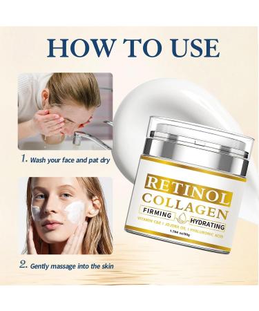 Retinol Cream for Face Anti-Aging Day & Night Facial Moisturizer with Collagen and Hyaluronic Acid for Elasticity Tightening and Firming Skin Care Reduces Fine Lines Wrinkle and Dryness - Buy Online on GoSupps.com