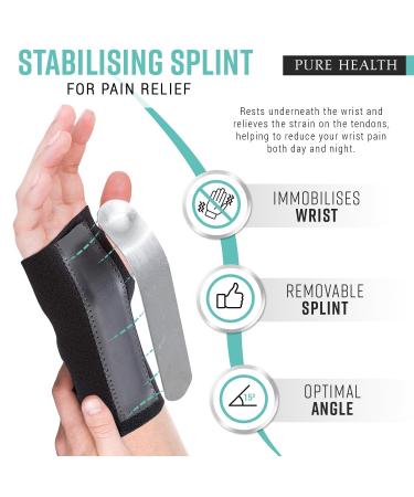Pure Health Premium XL Right Wrist Support Brace - Relieves Carpal Tunnel, Sprains, Tendonitis, RSI - Adjustable Compression for Men and Women - Buy Online on GoSupps.com