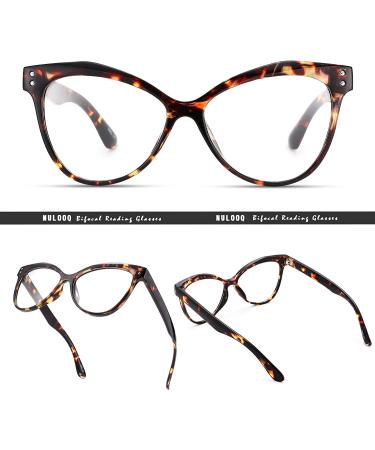 Bifocal Cateye Blue Light Blocking Glasses for Women | 2.0x Magnification | Retro Leopard Design - Buy Online on GoSupps.com