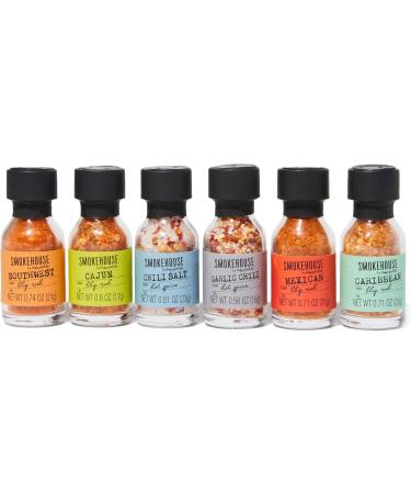 Smokehouse by Thoughtfully collection d assaisonnements pour barbecue-Coffret 6 saveurs avec les pices BBQ Cajun Mexican et Southwest Chili Salt Garlic Chilli et BBQ Caribbean. 25 ml chacun - Buy Online on GoSupps.com