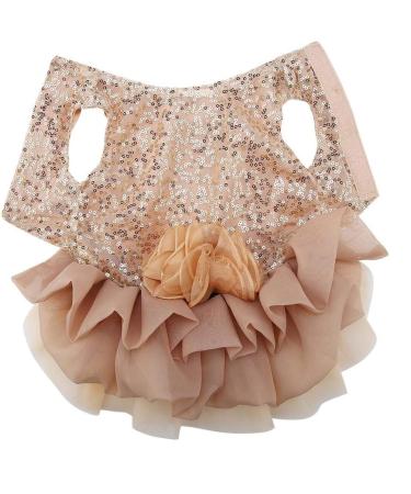 Bling Dog Dress Comfortable Dog Luxury Princess Wedding Dress Shiny Pet Lace Dress Sequined Princess Summer Pet Cloth for Small Dog Puppy(Gold L) - Buy Online on GoSupps.com