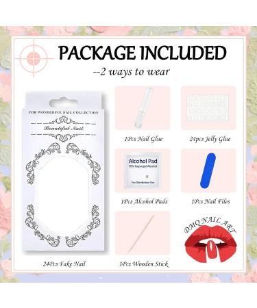 24Pcs Colorful French Press-on Square False Nails with Glue - Short Fake Nail Tips for Women and Girls | Nail Art Acrylic Stick-on Design - Buy Online on GoSupps.com