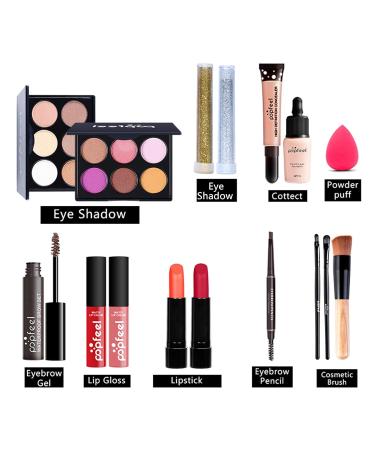 Roseflower 16PC Professional Makeup Set | Teen Girl Makeup Case & Cosmetic Palette | Full Face Makeup Gift Set with Portable Storage Bag - Buy Online on GoSupps.com