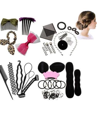 DUNBE Hair Styling Set 28 Pcs Hair Design Styling Tools Accessories DIY Hair Accessories Hair Modelling Tool Kit Hairdresser Kit Set Magic Simple Fast Spiral Hair Braid Hair Braiding Tool