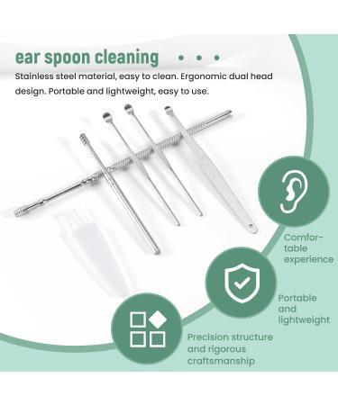 tibiu 6Pcs Ear Pick Set Stainless Steel Earpick Ear Wax Curette Remover Spoon Spiral Ear Clean Tool With Case - Buy Online on GoSupps.com