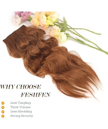 FESHFEN Invisible Wire Hair Extensions - Long Wavy Copper Red Synthetic Hair Piece 16 inch - Buy Online on GoSupps.com