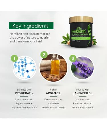 Herbishh Argan Hair Mask-Deep Conditioning & Hydration For Healthier Looking Hair for very Dry Weak Stressed Out Hair No Sulphates No Parabens (800gm) - Buy Online on GoSupps.com