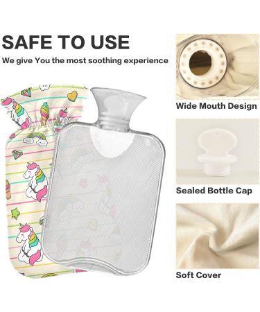 Naanle Rainbow Unicorn Hot Water Bottle - 1L Transparent Heat Bottle for Pain Relief & Therapy | Ideal Bed & Hand/Foot Warmer - Buy Online on GoSupps.com