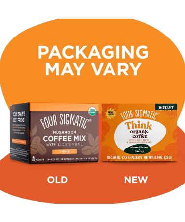 Foods Mushroom Instant Coffee Four Sigma Organic and Fair Trade with Lions Mane Chaga & Mushroom 10 x 2 5 g each Packets (25g) Midium Roast - Buy Online on GoSupps.com