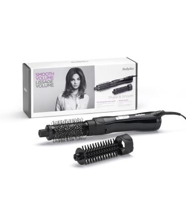 Babyliss shape and smooth wam air brush for shorter hair as82e 2 brush attachments 30mm and 20mm cooling air function 800 watt black 1 piece (1 Pack)