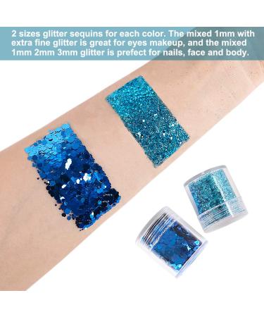 Besharppin 8 Boxes Blue Glitters Sequins for Crafts, Body, Face, Hair, Makeup, Nail Art - Buy Online on GoSupps.com