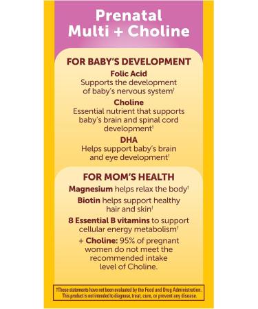 Nature Made Prenatal Vitamins with DHA & Choline - 60 Softgels for Women | Folic Acid & Nutritional Support - Buy Online on GoSupps.com