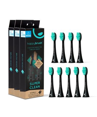 happybrush Sustainable brush heads for electric sonic toothbrush Eco VIBE 3 - Black/Mint - 3x3 pieces