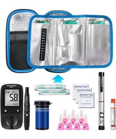 Youshares Insulin Cooling Bag - TSA Approved Portable Cooler for Diabetic Supplies | Insulin Pen & Glucose Meter Travel Pocket with 3 Cooling Packs (EVA Blue) Y2 Blue - Buy Online on GoSupps.com