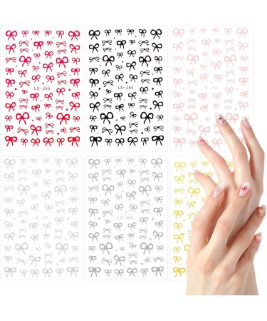 6 Sheets Bow Nail Stickers for Women Self-Adhesive 3D Bowknot Nail Stickers Bow Nail Decals for Gel Nail Design Decoration Home Salon (6 Colors) - Buy Online on GoSupps.com
