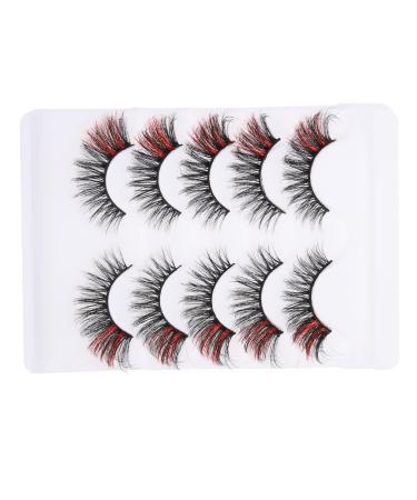 Beavorty 5 Pairs eyelashes colored false lashes colored fake lashes faux lashes kiss lashes cosplay lashes color lashes strips natural look eyelash fluffy lashes end of eye fiber extend 5d