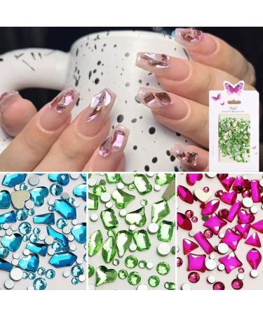 Hot Drop Rhombus Shaped Drill Design Nail Art Decoration Nail Rhinestones Crystal 3D AB Mix Style(04) - Buy Online on GoSupps.com