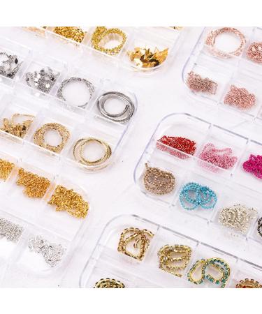 Nail Art Metal Rivet Chains Mixed Design DIY Nail Decoration Accessories 12 Grids for Women Style2 Nail Art Decorations Chains - Buy Online on GoSupps.com