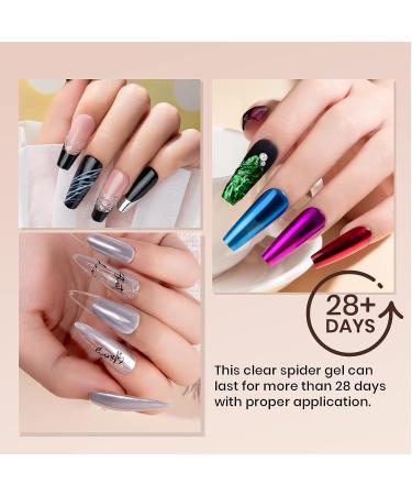MIZHSE Clear Spider Gel + 6 Colors Chrome Nail Powder Set for Metallic Mirror Effect Nail Art - DIY Manicure Kit - Buy Online on GoSupps.com
