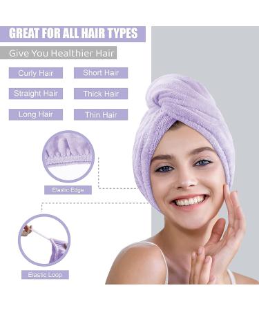 Ultra Absorbent Hair Drying Towel Turban 2 Pack - Purple, 10 X 26 - Quick Dry Wrap for Curly Long Thick Hair - Buy Online on GoSupps.com
