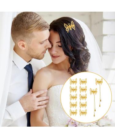 Gold Hollow 3D Butterfly Hair Clips - 12pcs Elegant Metal Tassel Hairpins for Women and Girls | Butterfly Hair Accessories - Buy Online on GoSupps.com