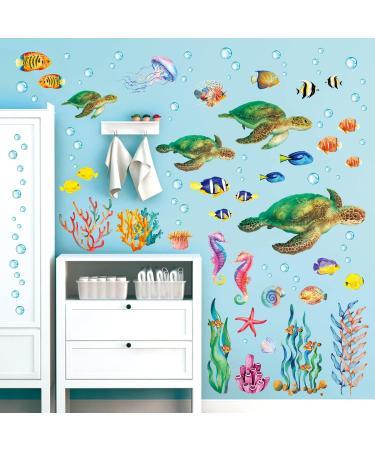 Sea Turtle Wall Stickers & Under the Sea Decals for Bathroom Nursery and Living Room | BASHOM BA-4001 - Buy Online on GoSupps.com