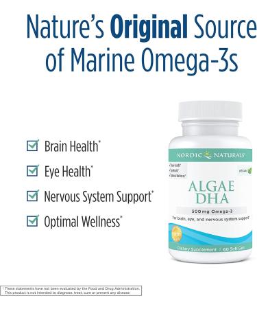 Nordic Naturals Algae DHA 60 Soft Gels - Premium Omega-3 Supplement - Buy Online on GoSupps.com