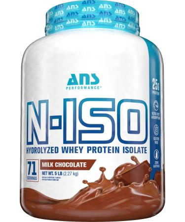 ANS Performance 100% Pure Hydrolyzed Whey Isolate Protein + BCAAs - 25g of Protein - Gluten Free Zero Lactose (Milk Chocolate 5 lb) Milk Chocolate 5 lb