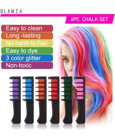 Hair Chalk GLAMZA Hair Chalk for Kids x6 Vibrant Hair Chalks for Girls Women & Children - Buy Online on GoSupps.com